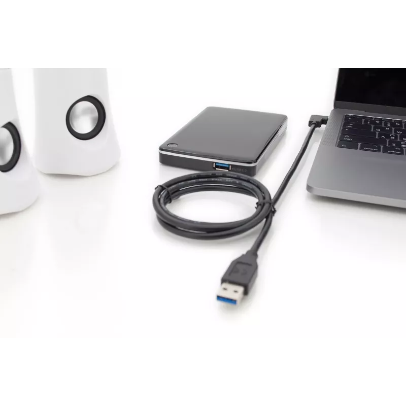 Digitus ASSMANN - USB laidas - USB-C (M) kampuotas į USB Type A (M) tiesus - USB 3.1 Gen2 - 3 A - 1 m - formuotas - juodas (AK-300147-010-S)