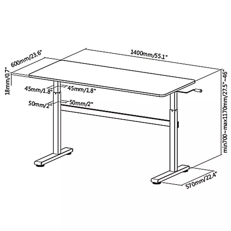 Rankinio aukščio reguliavimo stalas Ergo Office, maks. 40 kg, maks. aukštis 117 cm, su stalviršiu darbui stovint ir sėdint, ER-401 W