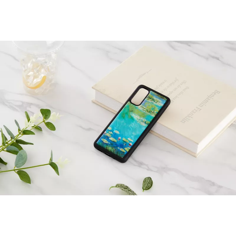 Apsauginis telefono dėklas iKins, skirtas Samsung Galaxy S20 — juodųjų vandens lelijų dizainas