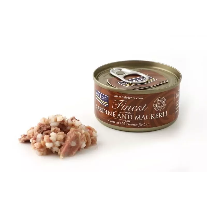 Šlapias kačių maistas FISH4DOGS Sardine and mackerel pouch 70 g, žuvies skonio, suaugusios katės, baltymai 12%, drėgmė 85%
