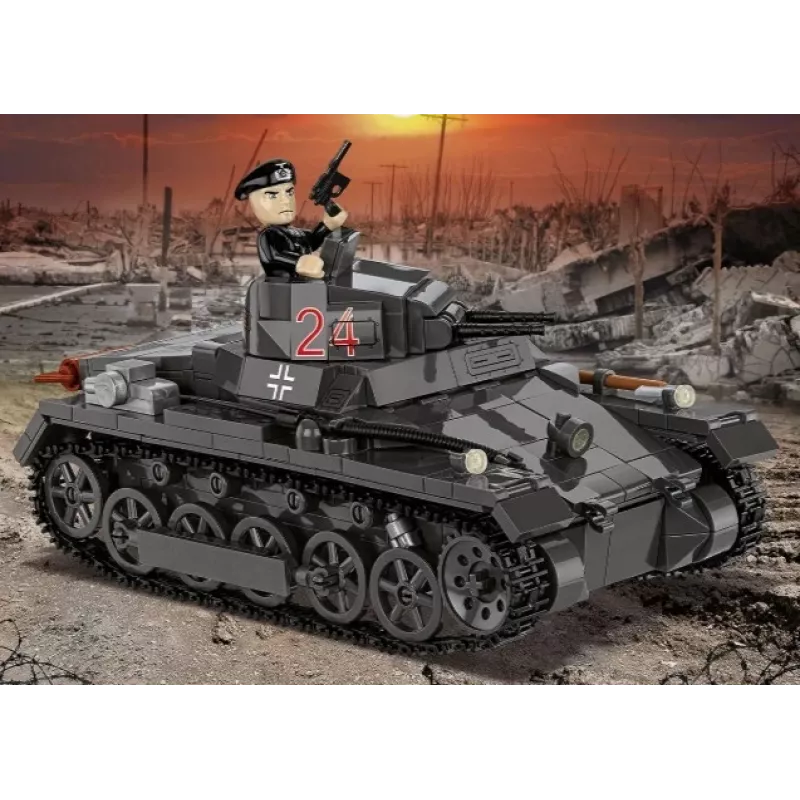 Statybinis rinkinys Cobi Panzer I Ausf. B – 654 detalės, detalus tanko modelio rinkinys