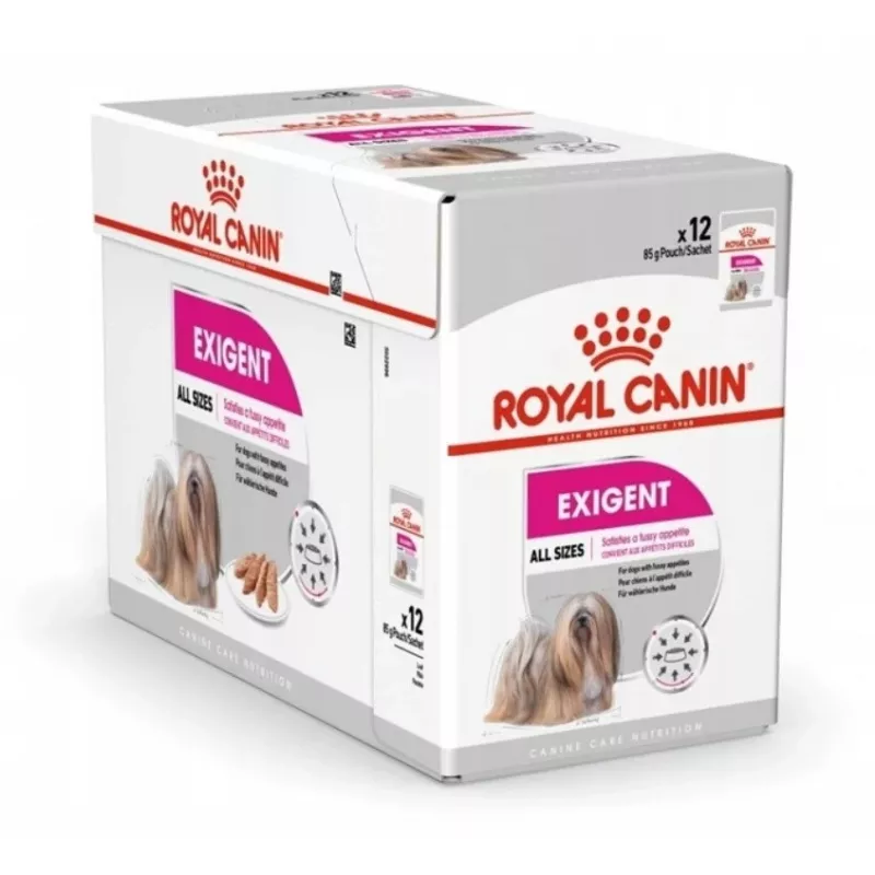 Šlapias šunų maistas Royal Canin Exigent Meat Universal 12×85 g — Paukštiena, suaugusiems šunims, išrankiems šunims
