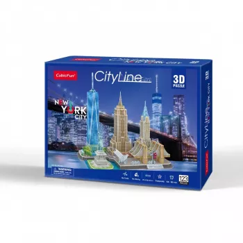 3D dėlionė CubicFun New York City City Line, 123 dalys, 370×420 mm, amžius 8+