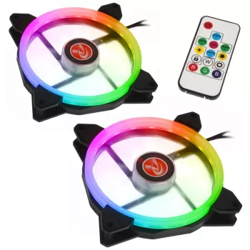RAIJINTEK IRIS 14 Rainbow RGB LED ventiliatorius 140 mm, 2 vnt. rinkinys su valdikliu