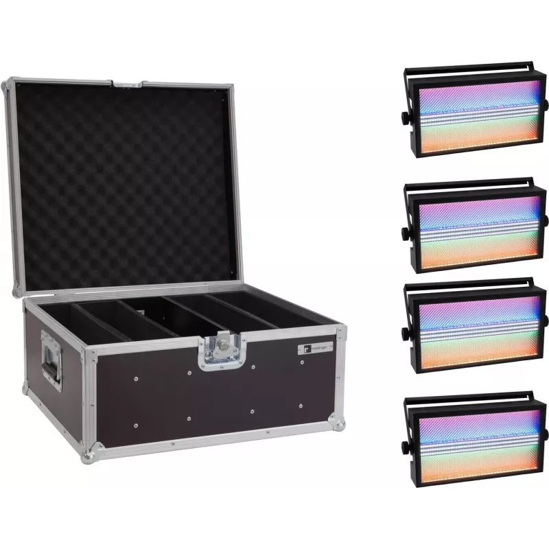 EUROLITE LED Super Strobe Set 20000679 — 4 LED blykstės šviestuvai su transportavimo dėklu
