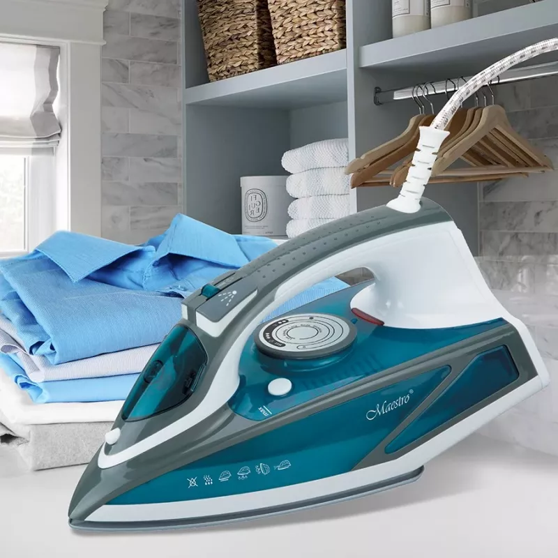 Garinis lygintuvas Maestro MR-304C, 2200 W, balta/mėlyna — garinis lygintuvas namams