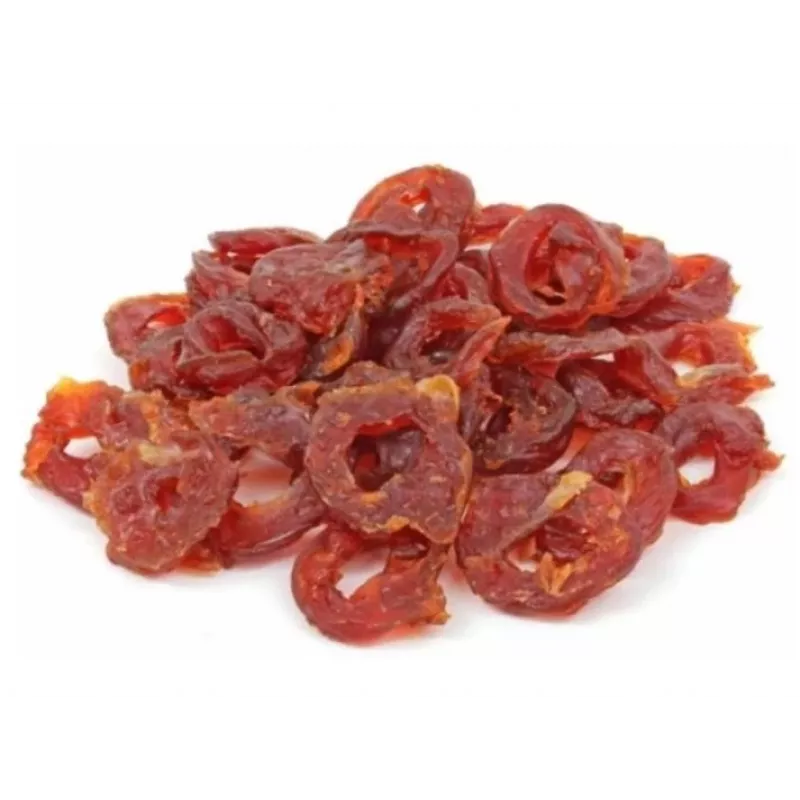 Šunų skanėstai PETITTO Soft duck rings 500 g – minkšti ančių skonio dresūros skanėstai, be grūdų, suaugusiems šunims
