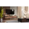TV spintelė cama meble CORTINA 4D 200x40x55 cm, juodas viršus, riešutmedžio spalvos fasadai