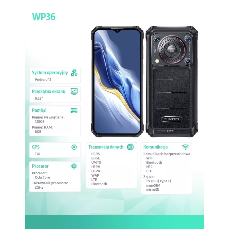 Išmanusis telefonas OukiTel WP36 6,3 colio 8/128 GB juodas