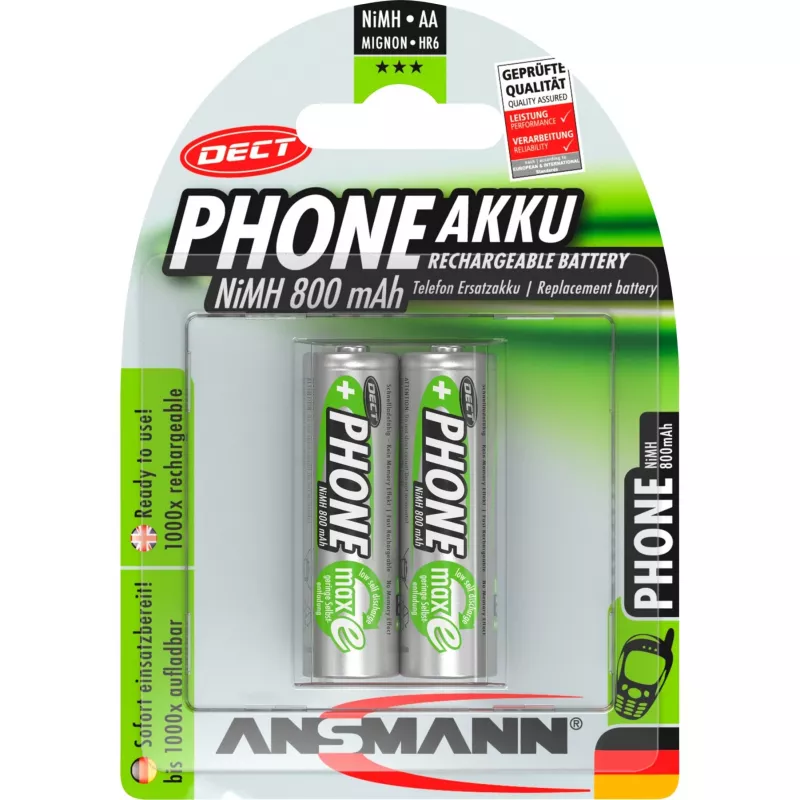Baterija Ansmann lizdinė pakuotė 2 X DECT akumuliatoriai AA 800mAh