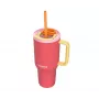 Termo puodelis su teleskopiniu šiaudeliu Kambukka Rio Tumbler 950ml Pink Papaya