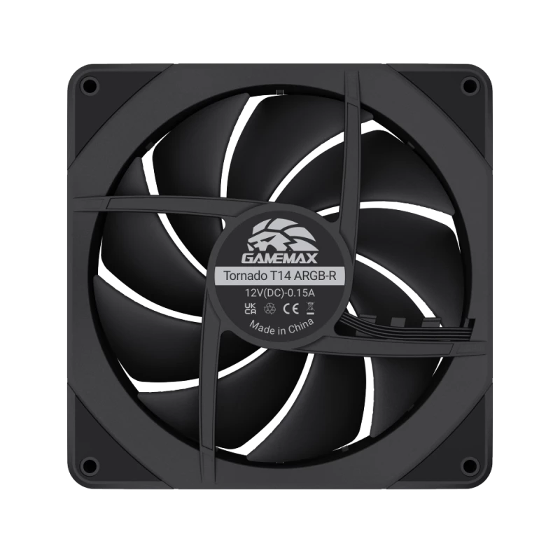 GAMEMAX TORNADO T14 ARGB-R 140 mm korpuso ventiliatorius, juodas