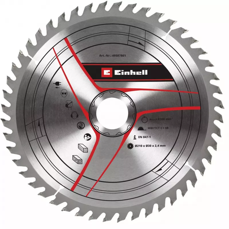 EINHELL HM diskinis pjūklo peilis Ø210×30 mm 2,4 mm 48T akumuliatoriniam stalo pjūklui