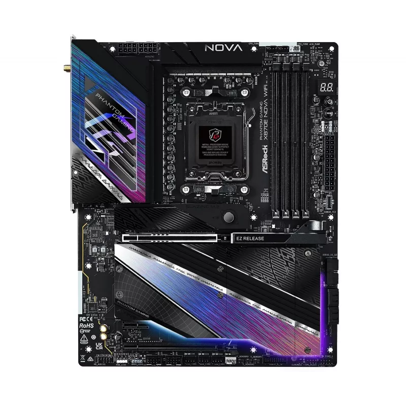 Motininė plokštė ASROCK MK X870E NOVA WIFI AMD X870E Socket AM5 ATX, DDR5, 4x DIMM, 256GB, Wi‑Fi 7, BT 5.4, 5Gb LAN, PCIe Gen5 M.2