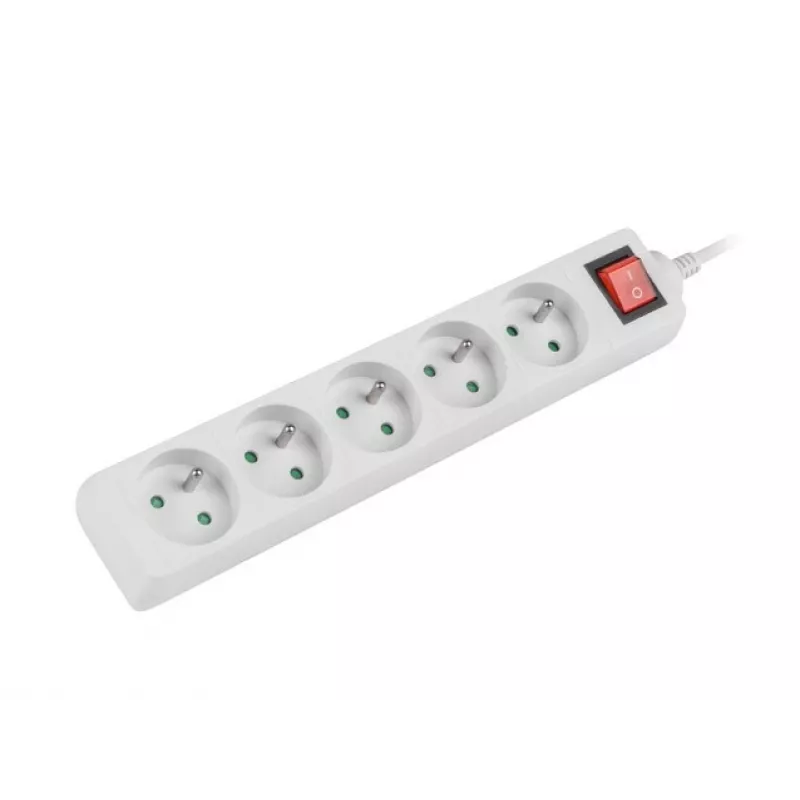 Maitinimo ilginamasis laidas Lanberg PS1-05E-0300-W 3 m 5 kintamosios srovės lizdų vidaus/lauko baltas
