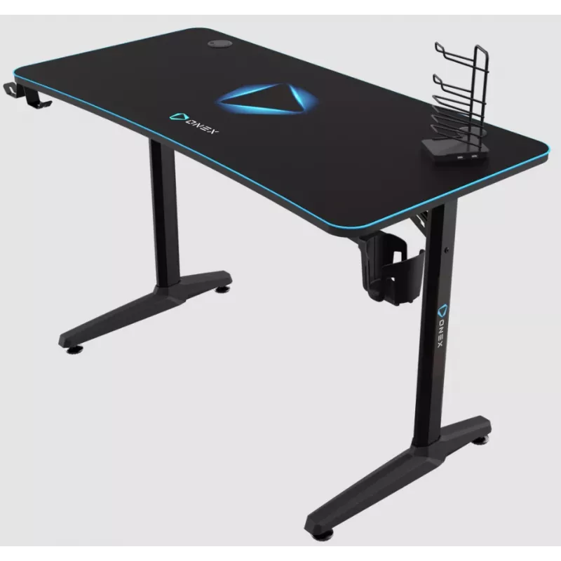 Žaidimų stalas Onex GD1200H — 1200 mm stalviršis su puodelio laikikliu ir ausinių kabliu