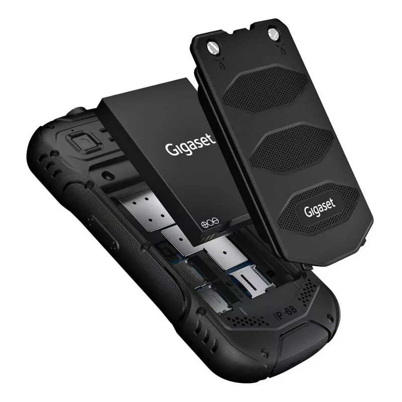 GIGASET GLX 8 ACTIVE juoda 6,1 cm 2,4 colio ekranas Push-to-talk funkcija 2500 mAh baterija IP68 2 MP kamera Dual-SIM Bluetooth