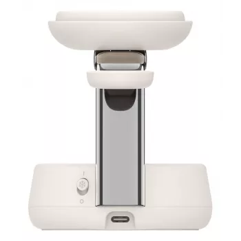 Belaidis USB įkroviklis Belkin Qi2 WIZ040KQSD — 25 W, USB maitinimas, 1,5 m laidas, baltas, skirtas išmaniajam telefonui, išmaniajam laikrodžiui, ausinėms, kūno rengybos stebėjimo prietaisui