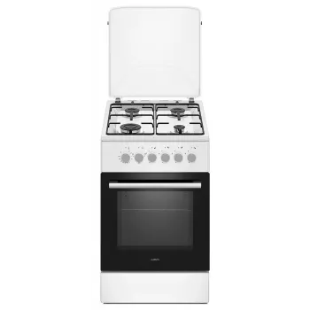Elektrinė-dujinė viryklė MPM MPM-56-KGM-04, 4 degikliai, 56 cm, elektrinė orkaitė, juoda