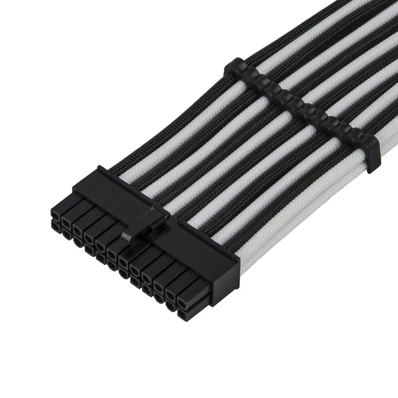 ATX ilginimo laidas SidabrinėSTONE SST-PP07E-MBBW 30 cm juodas/baltas
