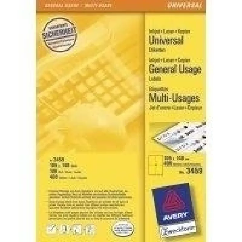 Lipnios spausdintuvo etiketės Avery Coloured Labels Geltona 105 x 148 mm