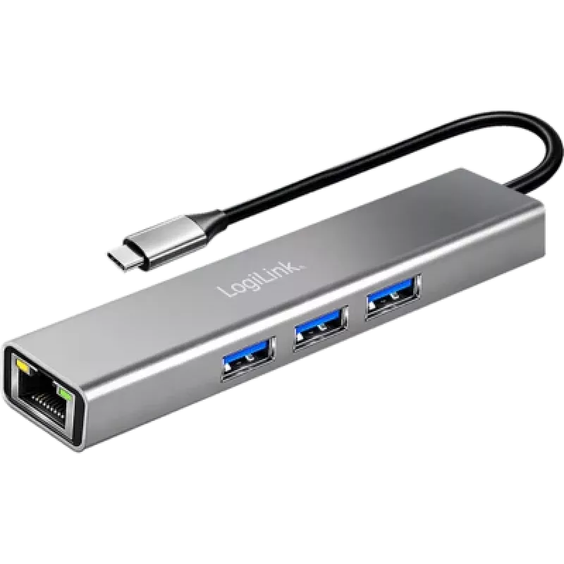 LogiLink USB 3.2 Gen1 Hub, 3xUSB-A, 1xRJ45 Gigabit Ethernet (UA0461)