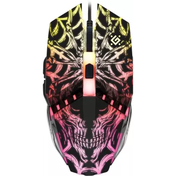 Žaidimų pelė DEFENDER GM-670L (dvikryptė) optinė, 2400 DPI, 5 mygtukai, laidinė, juoda, RGB