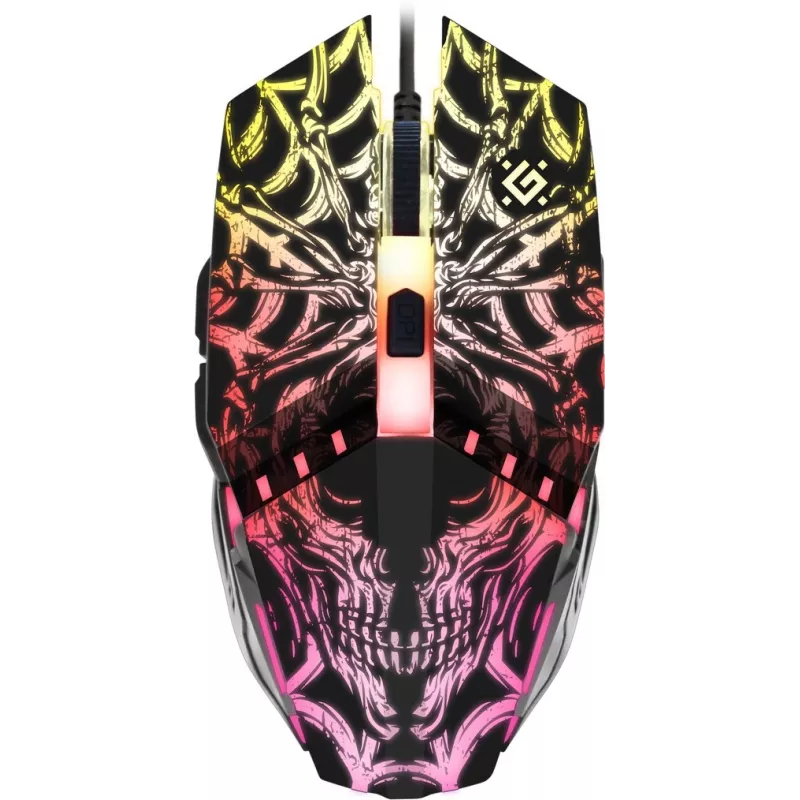 Žaidimų pelė DEFENDER GM-670L (dvikryptė) optinė, 2400 DPI, 5 mygtukai, laidinė, juoda, RGB