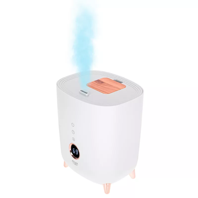 Ultrasonic humidifier Adler AD 7972 — 4 L talpa, 300 ml/h, iki 35 m², 23 W, balta