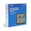 Vidaus temperatūros ir drėgmės jutiklis SAVIO CT-01/B atskirai stovintis, LCD, -10–55°C, 10–99% RH, CR2032