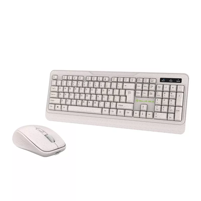 Belaidis klaviatūros ir pelės rinkinys Tellur TLL491171 su nano USB imtuvu, kreminės spalvos