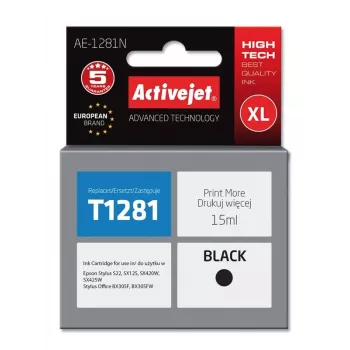 Activejet AE-1281N rašalas (Epson T1281 pakaitalas; Supreme; 15 ml; juodas)
