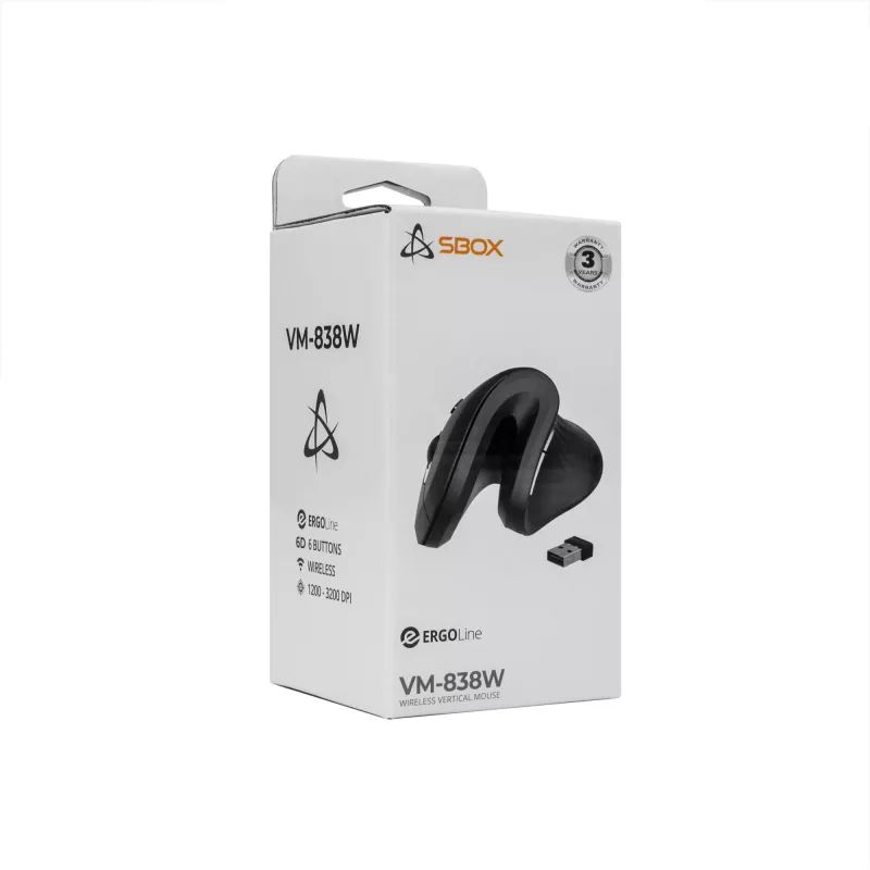 Pelė SBOX VM-838W vertikali belaidė juoda sąsaja