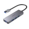 USB šakotuvas Aukey CB-H36 — 4 prievadų USB 3.2 Gen 1 Type-A, prieglobos USB 2.0, 5000 Mbit/s, aliuminis sidabrinis