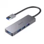 USB šakotuvas Aukey CB-H36 — 4 prievadų USB 3.2 Gen 1 Type-A, prieglobos USB 2.0, 5000 Mbit/s, aliuminis sidabrinis
