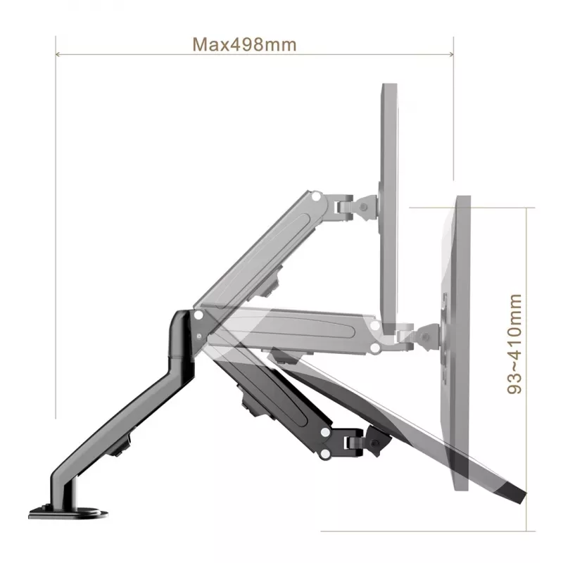Maclean MC-860N Monitor Mount, su dujine spyruokle, 13-27, 8 kg, juoda