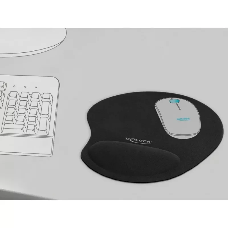 Pelės kilimėlis DeLOCK Ergonominis pelės kilimėlis su gelio riešo atrama