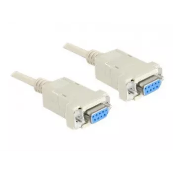 Serial Nullmodem 9 pin female auf 9 pin female 1.8 m, kabelis pilkas, 1,8 metro