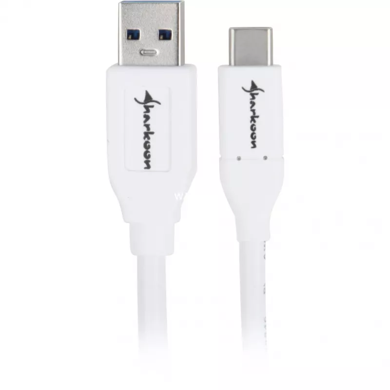 USB 3.2 Gen 2 kabelis, USB-A kištukas > USB-C kištukas (balta, 0,5 metro)