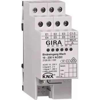 6-ių kanalų dvejetainė įvestis KNX 10–230 V AC/DC 212600 (212600)