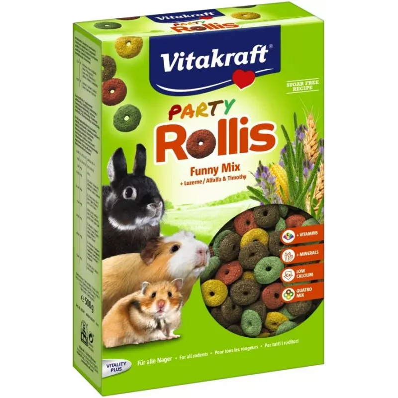 Snack Vitakraft 25247 500 g — javų skonio skanėstai jūrų kiaulytėms, žiurkėnams ir triušiams, 13 % žalios ląstelienos