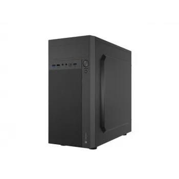 PC korpusas NATEC Helix Mini Tower Juoda — microATX/Mini-ITX, 3x3,5 col. + 5x2,5 col., 33 cm GPU, USB-C/USB-A prievadai
