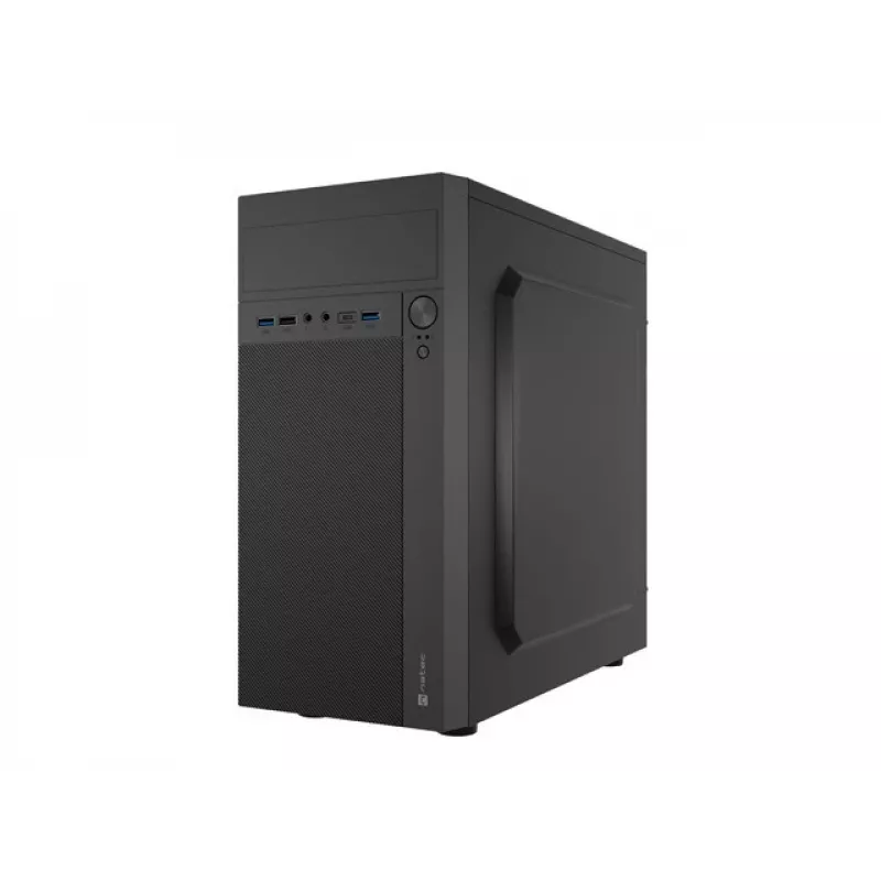 PC korpusas NATEC Helix Mini Tower Juoda — microATX/Mini-ITX, 3x3,5 col. + 5x2,5 col., 33 cm GPU, USB-C/USB-A prievadai