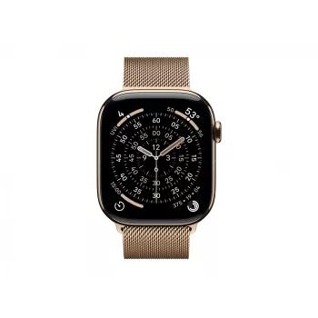 Apple Watch Series 11 GPS + Cellular 46mm auksinis titano korpusas su auksine „Milanese Loop“ apyranke – S/M (MFD74ZR/A)