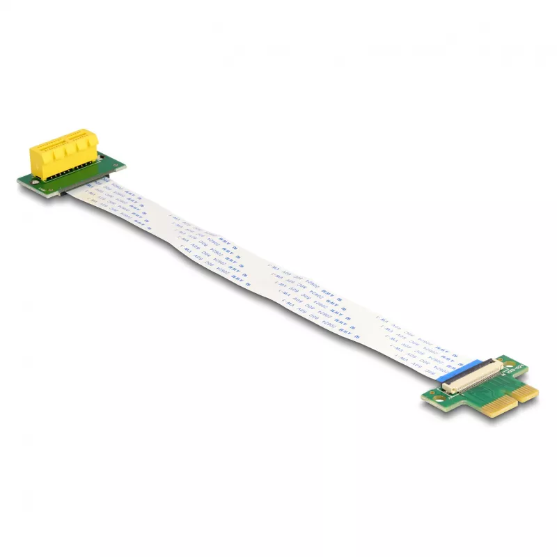 DeLOCK pakylos kortelė PCI Express x1 kištukas į x1 lizdą 90° kampuota su FPC kabeliu 15 cm