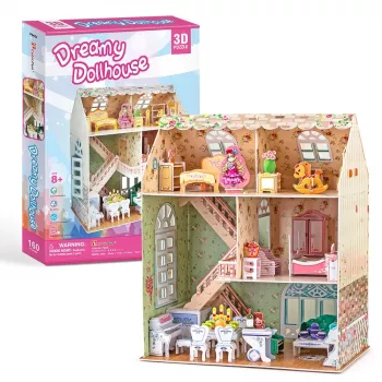 Lėlių namelio modelio rinkinys CubicFun P645H — 3D popieriaus/kartono surinkimas, Svajingas