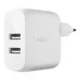 Belkin BOOST CHARGE - Maitinimo šaltinis - 24 W - QC 3.0 - 2 išvesties prievadai (USB) - Balta (WCB002VFWH)