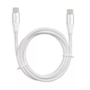 USB-C į USB-C kabelis IBOX IKUTC1W 1 m, USB 2.0, 3 A, baltas, tekstilės apvalkalas