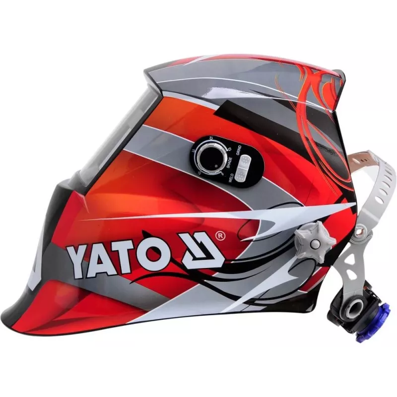 Suvirinimo šalmas YATO YT-73921 su automatiniu tamsėjimo filtru, atspalvis 9–13, PC korpusas, apžvalgos langas 4,3×9,8 cm, baterija 3V
