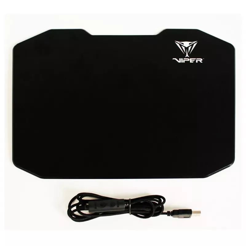 Pelės kilimėlis PATRIOT Viper Gaming juodas — polimeras/guma, LED apšvietimas, maitinamas per USB, neslystantis, 353,5×242,7 mm, 5,5 mm storis